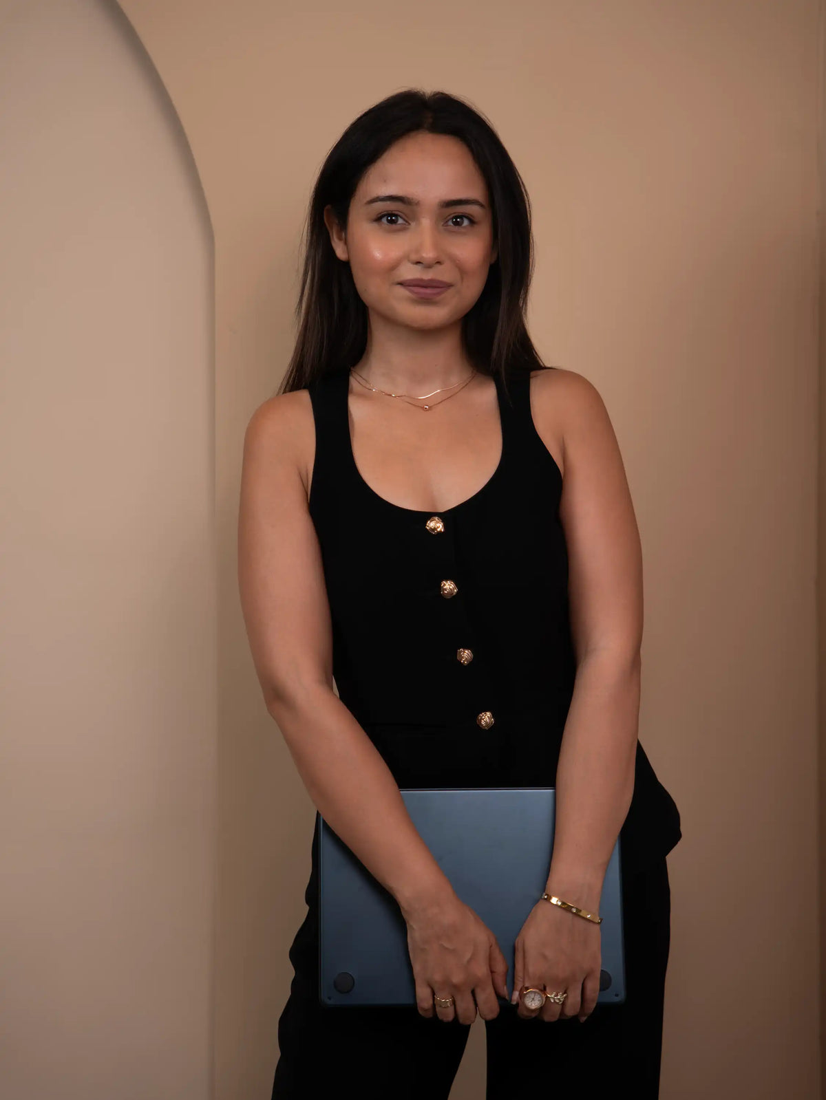 The Black Sleeveless Vest Set
