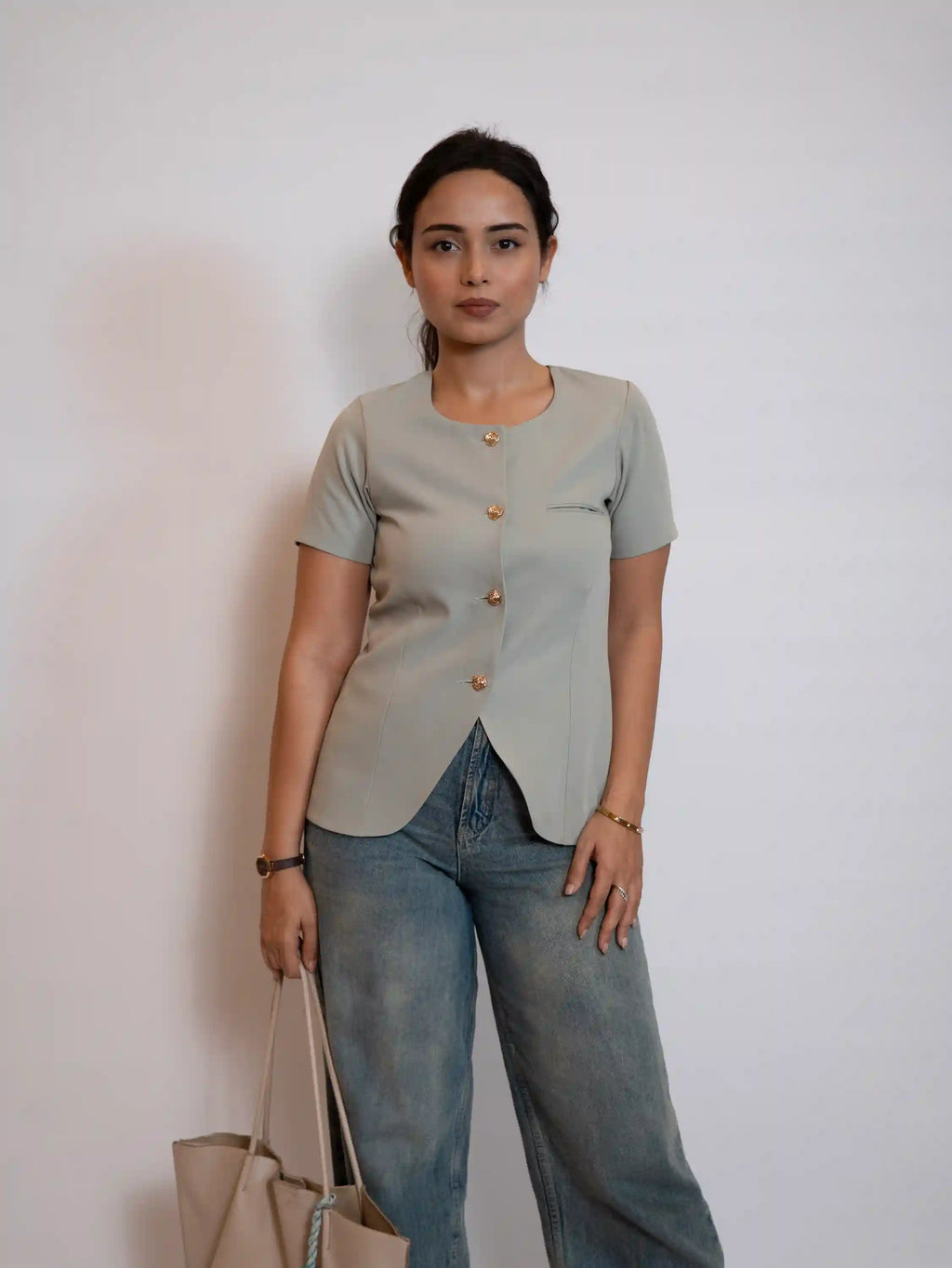 The Tailored Mint Green Top